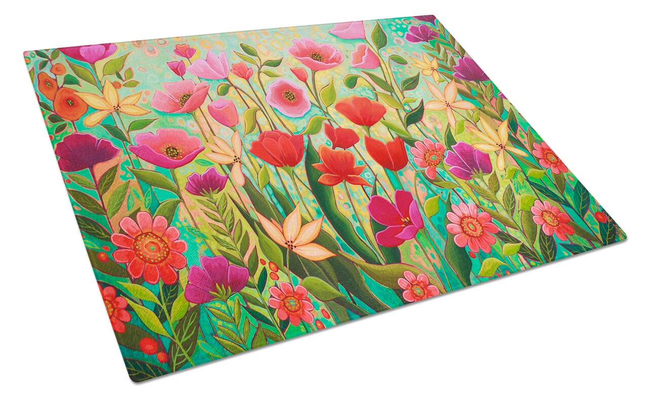 Caroline's Treasures Wild Beauty Flowers Glass Cutting Board Large